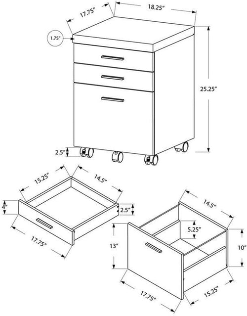 I 7400 File Cabinet, Rolling Mobile, Storage Drawers, Printer Stand,