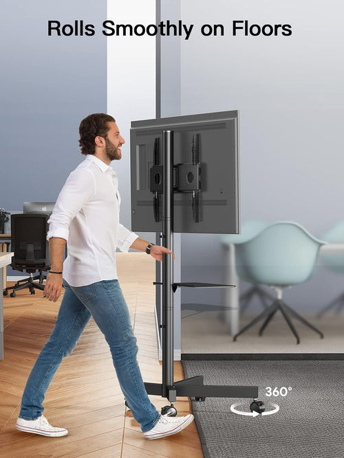 Mobile TV Cart with Wheels for 23-60 Inch LCD LED OLED Flat Curved