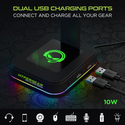 HyperGear RGB Command Station Headset Stand w 6 Color Light Effects