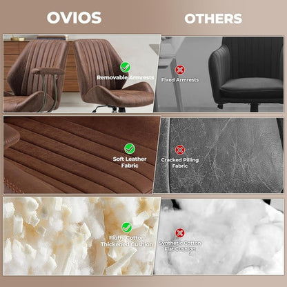 Ergonomic Home Office Chair, Mid-Century Modern Leather Chair, Mid