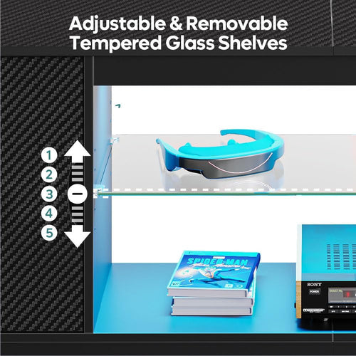 LED TV Stand for 55/60/65 Inch TV, Gaming Entertainment Center with