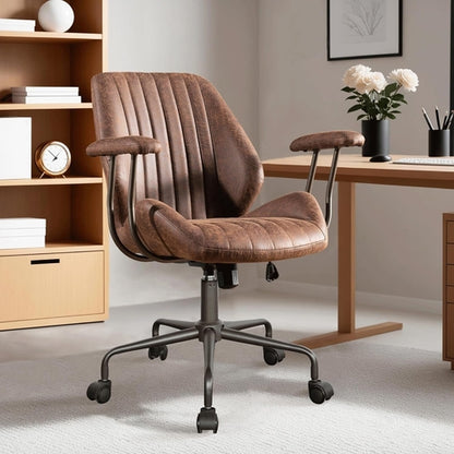 Ergonomic Home Office Chair, Mid-Century Modern Leather Chair, Mid