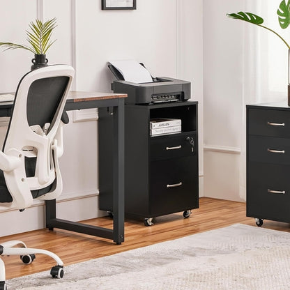 File Cabinet, under Desk Vertical Cabinet with 2 Drawers and Open