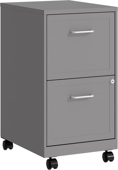 LYS Chrome Pull F/F Mobile File Cabinet, Silver