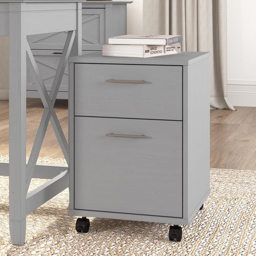 Bush Furniture Key West 2 Drawer Rolling File Cabinet in Cape Cod Gray