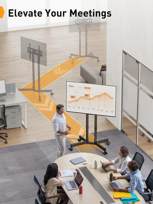 Rolling TV Stand, Mobile TV Stand with Wheels for 32-70 Inch Tvs,