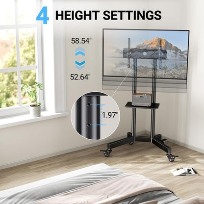Rolling TV Stand for 32-85 Inch Tvs Holds up to 132 Lbs, Height