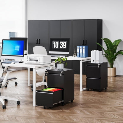2 Drawer File Cabinet on Wheels, Home Office Mobile under Desk with