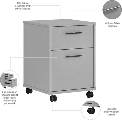 Bush Furniture Key West 2 Drawer Rolling File Cabinet in Cape Cod Gray