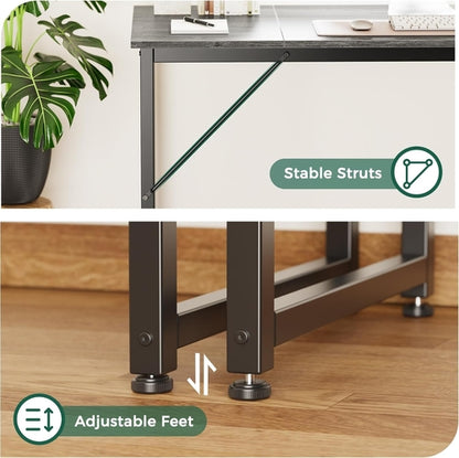 Computer Desk, 80 Inch Office Desk, Gaming Desk with Storage, Writing