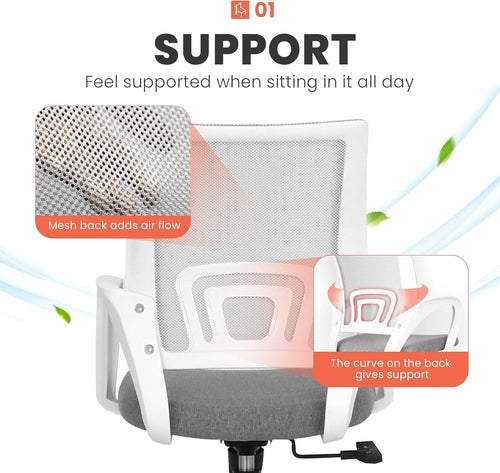 Office Chair Computer Desk Chair Gaming Ergonomic Mid Back Cushion