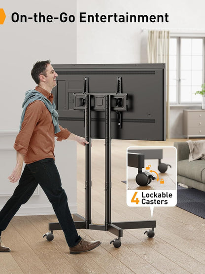 Rolling TV Stand, Mobile TV Stand with Wheels for 32-70 Inch Tvs,