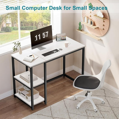 Computer Desk 40 Inches with 2-Tier Shelves Sturdy Home Office Desk