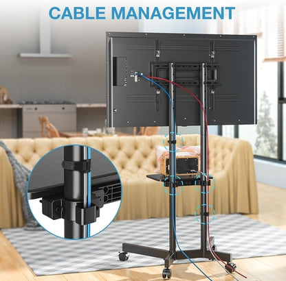 Rolling TV Stand for 32-75 Inch TVs with Shelf