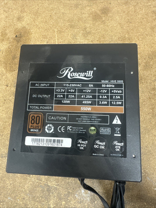 Rosewill 550 W 24 Pin ATX Desktop Power Supply HIVE-550S MISSING CABLES!!!!