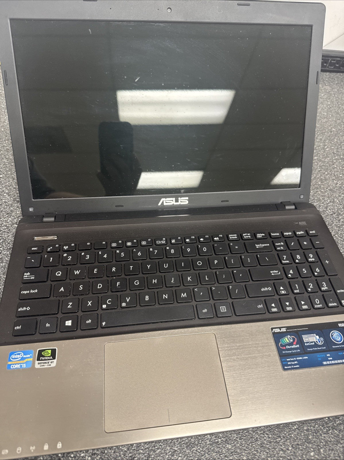 ASUS K55vj 15.6” Laptop BATTERY UNTESTED!