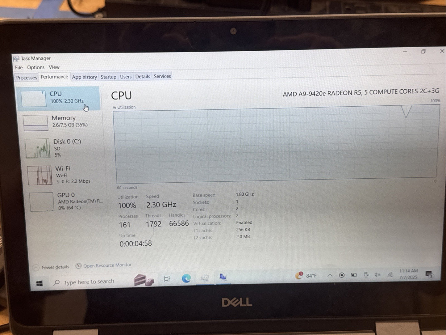Dell Inspiron 11 3195,  2 in 1,  120GB 8GB AMD R5, BAD HINGE AND SCRATCHES ON IT
