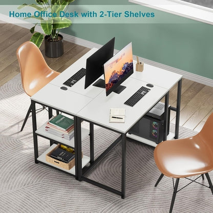 Computer Desk 40 Inches with 2-Tier Shelves Sturdy Home Office Desk