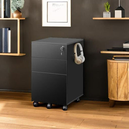 3 Drawer File Cabinet with Lock, Small Rolling Filing Cabinet under