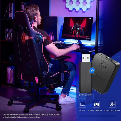 Gaming Chair with Footrest Speakers Video Game Chair Bluetooth Music