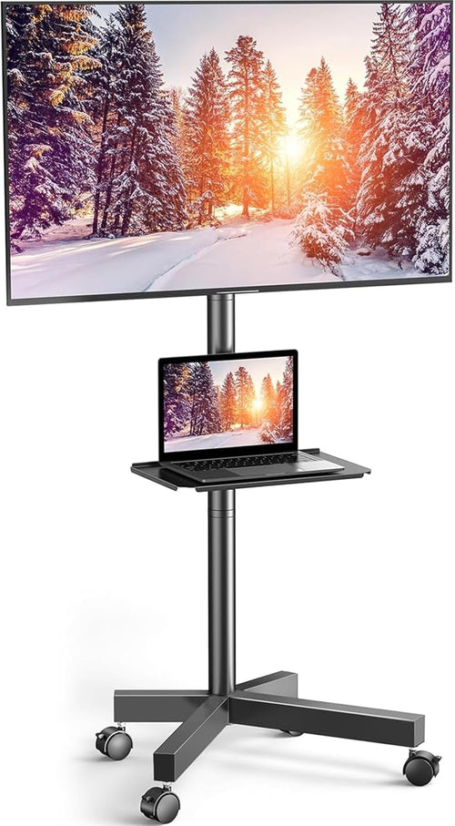 Mobile TV Cart on Wheels for 23 to 60 Inch TVs Height Tray