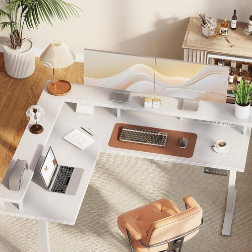 Electric L Shaped Standing Desk, 59 Inch Height Adjustable Stand up