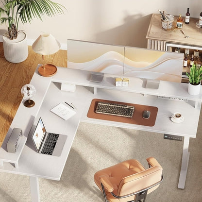 Electric L Shaped Standing Desk, 59 Inch Height Adjustable Stand up
