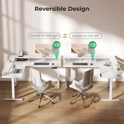 Electric L Shaped Standing Desk, 59 Inch Height Adjustable Stand up