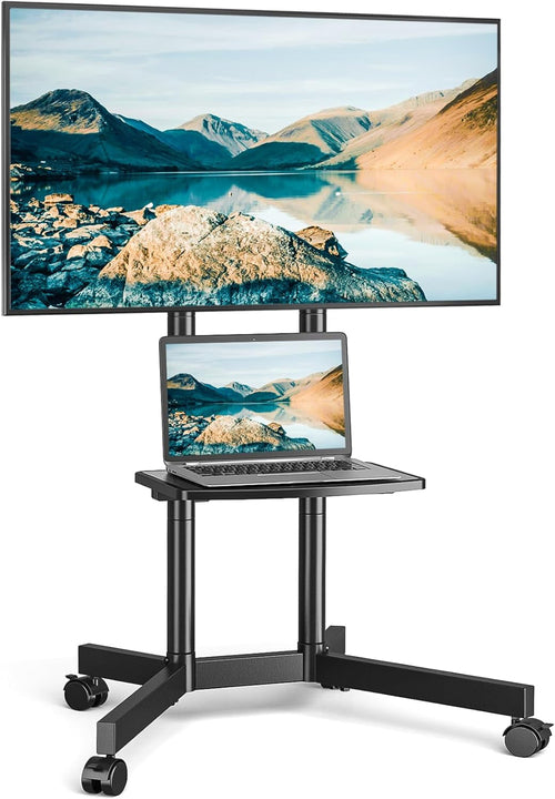 Rolling TV Stand for 32-75 Inch TVs with Shelf