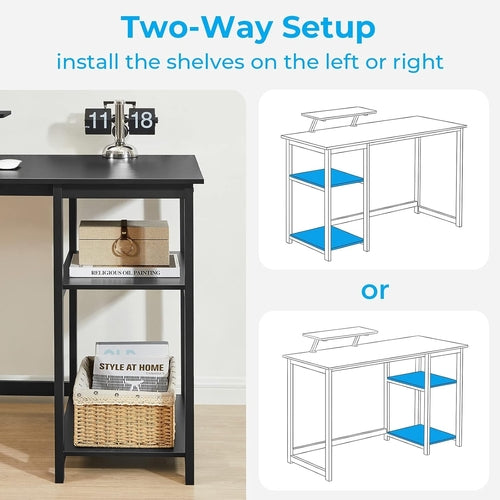 Computer Desk 39 Inch with Monitor Stand, Office Desk with Adjustable