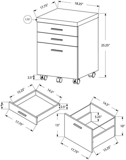 I 7051 File Cabinet, Rolling Mobile, Storage Drawers, Printer Stand,