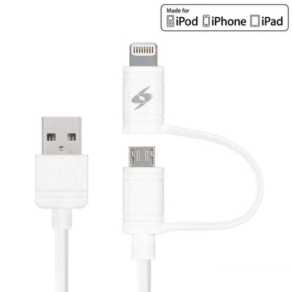 Amzer Apple MFi Certified 2-1 Sync & Charge Lightning cable with Micro USB