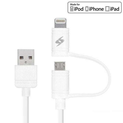 Amzer Apple MFi Certified 2-1 Sync & Charge Lightning cable with Micro USB