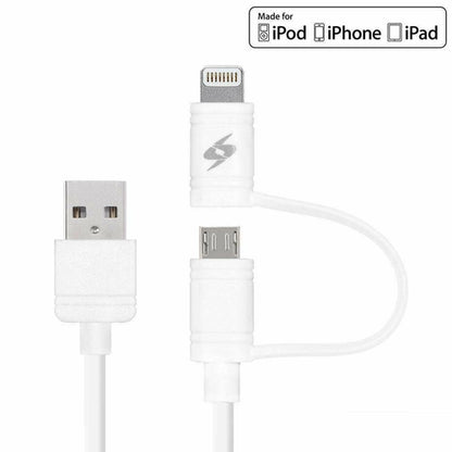 Amzer Apple MFi Certified 2-1 Sync & Charge Lightning cable with Micro USB