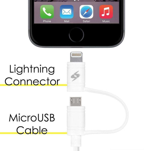 Amzer Apple MFi Certified 2-1 Sync & Charge Lightning cable with Micro USB