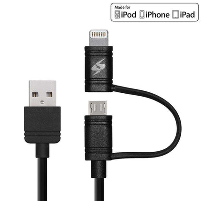 Amzer Apple MFi Certified 2-1 Sync & Charge Lightning cable with Micro USB