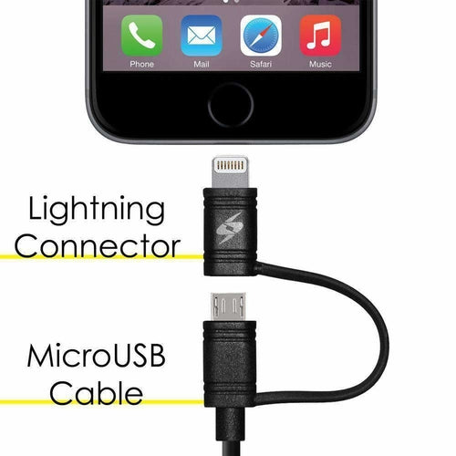 Amzer Apple MFi Certified 2-1 Sync & Charge Lightning cable with Micro USB