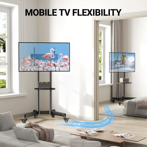 Rolling TV Stand for 32-85 Inch Tvs Holds up to 132 Lbs, Height