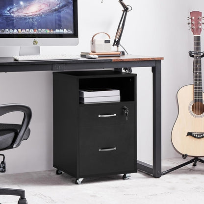 File Cabinet, under Desk Vertical Cabinet with 2 Drawers and Open