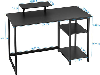 Computer Desk 39 Inch with Monitor Stand, Office Desk with Adjustable