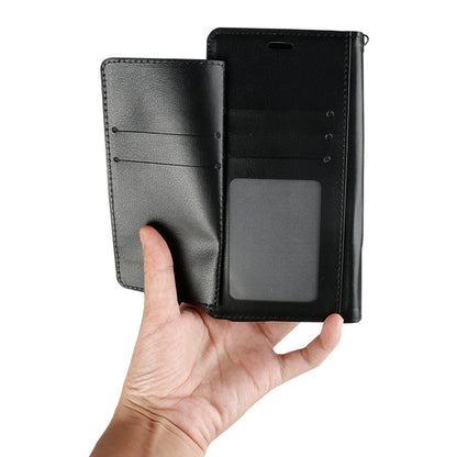 Multi Pockets Folio Flip Leather Wallet Case with Strap for iPhone 12