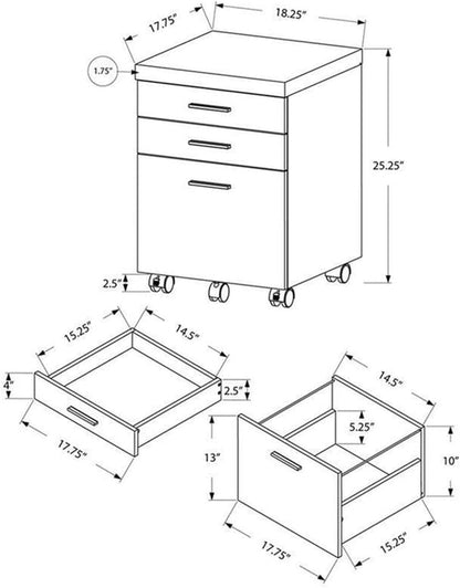 I 7400 File Cabinet, Rolling Mobile, Storage Drawers, Printer Stand,