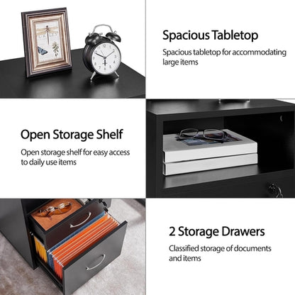 File Cabinet, under Desk Vertical Cabinet with 2 Drawers and Open