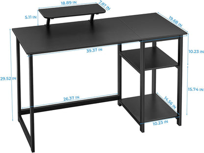 Computer Desk 39 Inch with Monitor Stand, Office Desk with Adjustable
