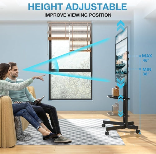 Rolling TV Stand for 32-75 Inch TVs with Shelf