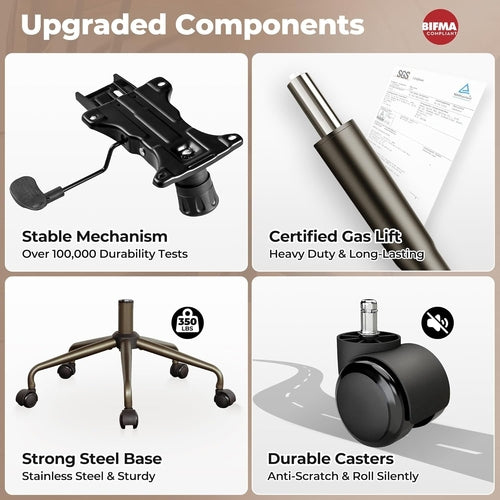 Ergonomic Home Office Chair, Mid-Century Modern Leather Chair, Mid