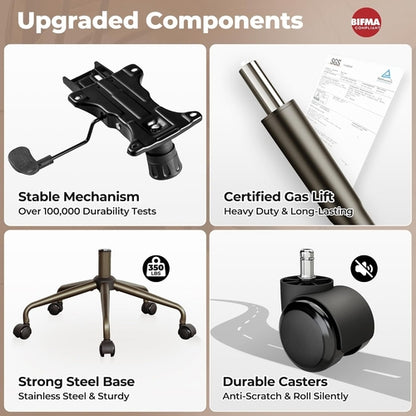 Ergonomic Home Office Chair, Mid-Century Modern Leather Chair, Mid