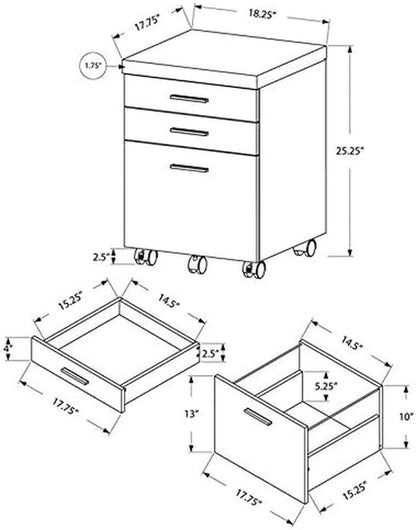 I 7051 File Cabinet, Rolling Mobile, Storage Drawers, Printer Stand,