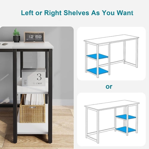 Computer Desk 40 Inches with 2-Tier Shelves Sturdy Home Office Desk