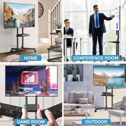 Rolling TV Stand for 32-75 Inch TVs with Shelf